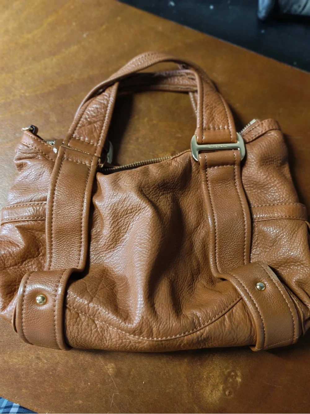 Michael Kors Cognac Pebbled Leather Satchel